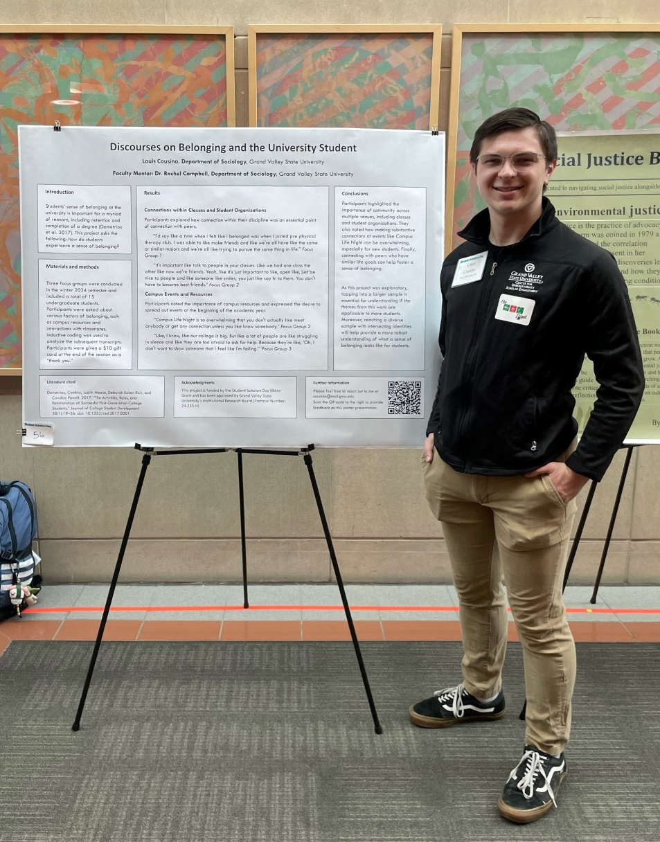 Sociology Major Louis Cousino Presents at Student Scholars Day